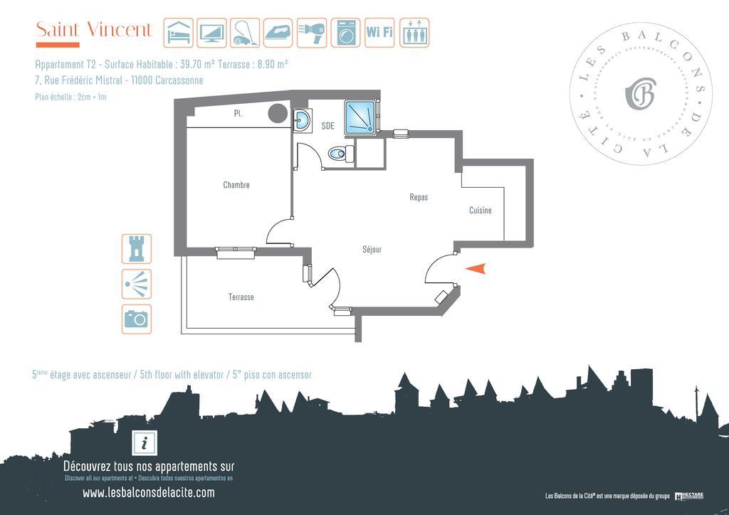 Appartement Le Saint Vincent - Les Balcons De La Cite Carcassonne Ngoại thất bức ảnh